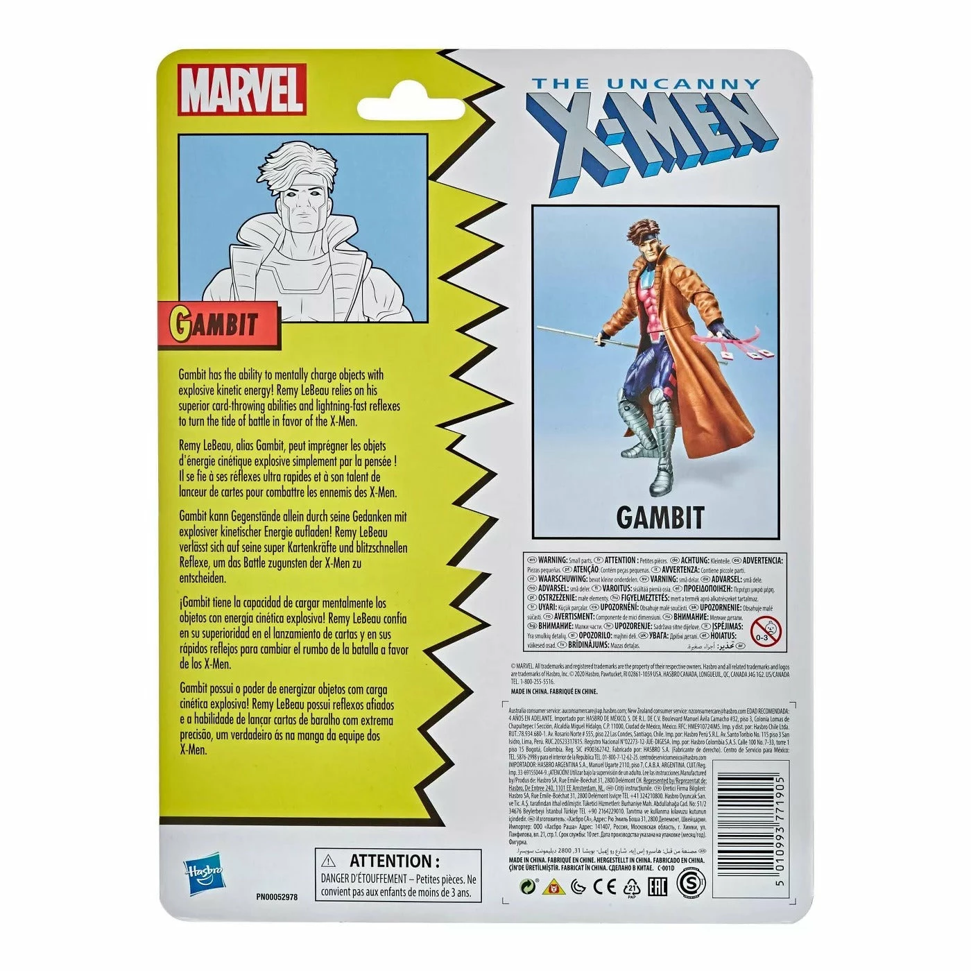 Hasbro Marvel Legends Vintage Retro Series Gambit Action Figure - Image 3